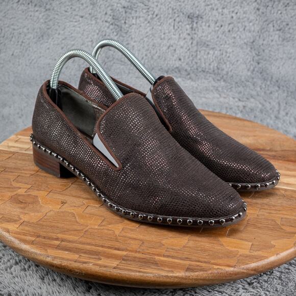 Adrianna Papell Shoes - Adrianna Papell 8 M Prince Studded Smoking Leather Slipper Flat Black shoes